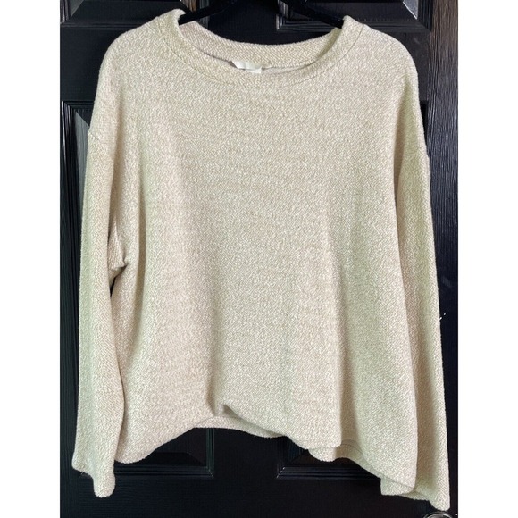 H&M Sweaters - H&M Sweater Womens XL Cream Pullover Knit Oversized Cropped Long Sleeve Crop